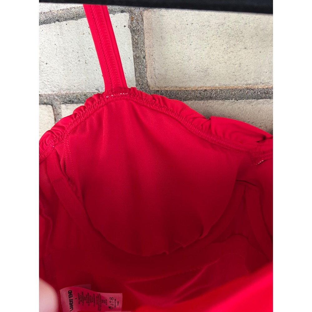 Lands End Swim Matching Set Red Ruffle Tankini Top Swim Skirt Small Size 4 - Picture 5 of 10